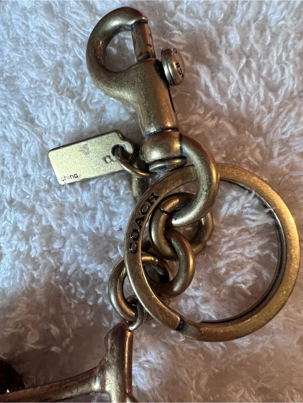 Coach Glitter Cherry Keyring in Burgundy with Gold Hardware